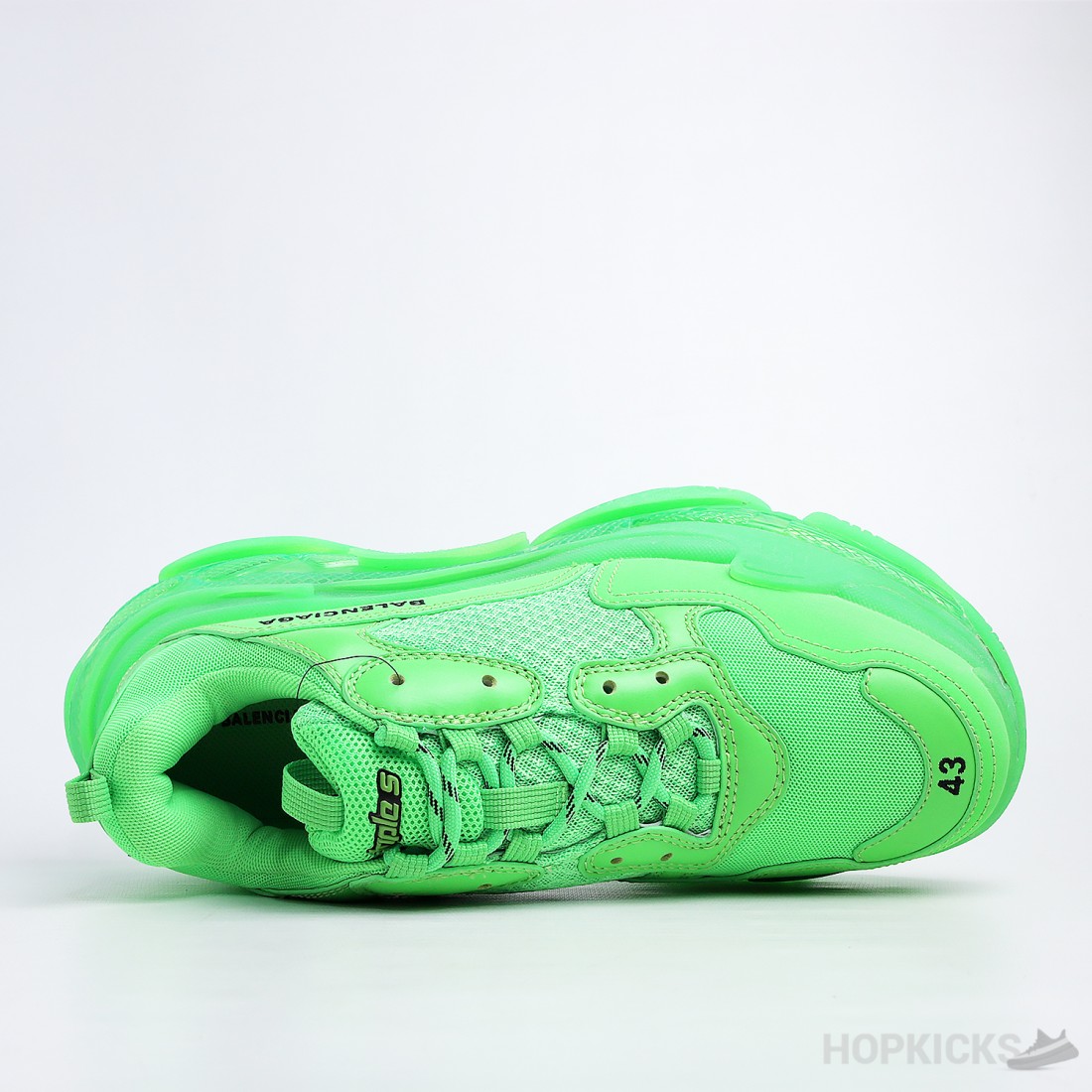 balenciaga triple s neon green clear sole